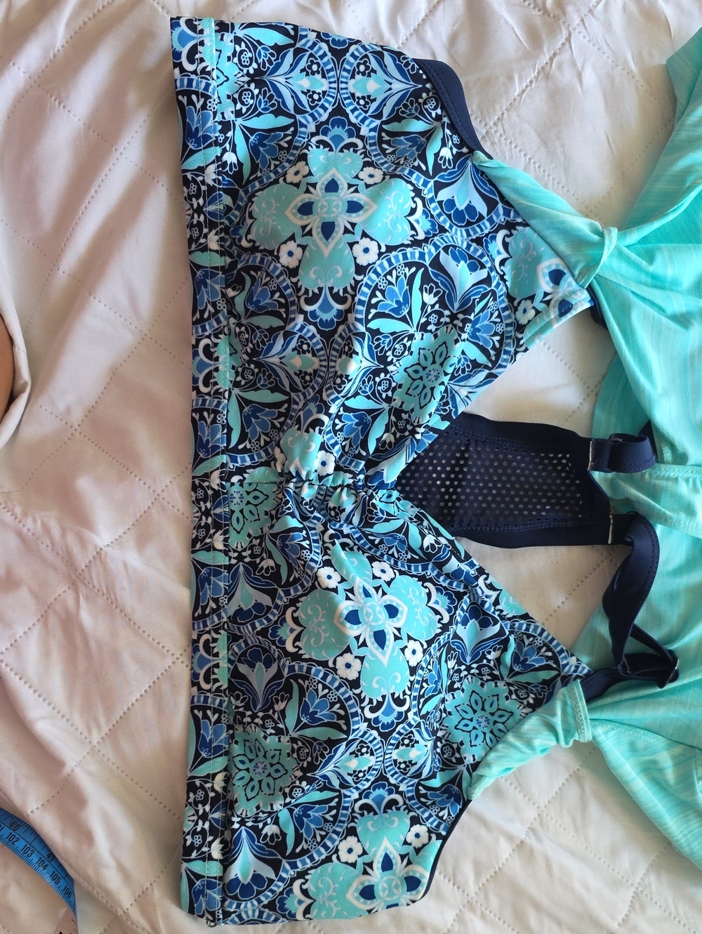 Zero Xposur Women’s Ruched Aqua Blue Patterned 2 Pieces Swim Wear XXL. - Picture 4 of 9